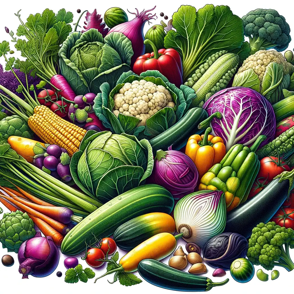 Viele verschiedene Gemüsesorten von A bis Z